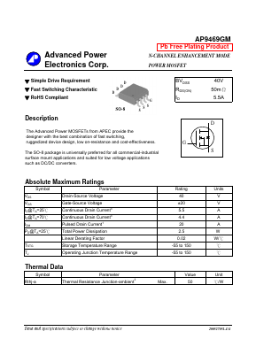 AP9469GM Datasheet PDF Advanced Power Electronics Corp