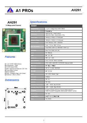 AH291 Datasheet PDF A1 PROs co., Ltd.