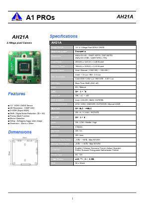 AH21A Datasheet PDF A1 PROs co., Ltd.
