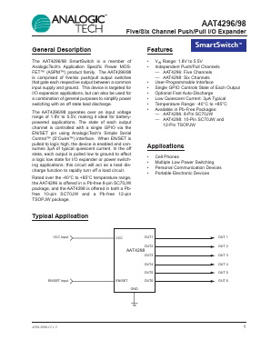 AAT4298ITP-T1 Datasheet PDF Advanced Analog Technology, Inc.