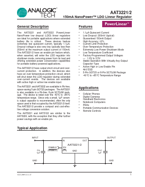 AAT3221IJS-1.5-T1 Datasheet PDF Advanced Analog Technology, Inc.
