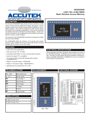 AK682048D Datasheet PDF ACCUTEK MICROCIRCUIT CORPORATION