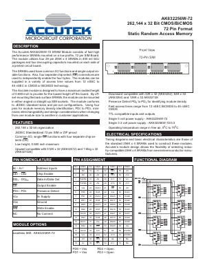 AK632256W-72 Datasheet PDF ACCUTEK MICROCIRCUIT CORPORATION