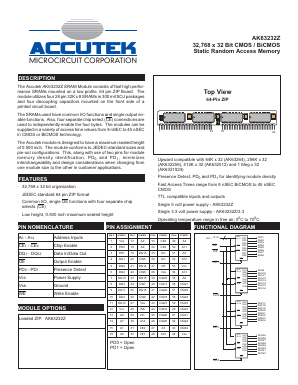 AK63232Z Datasheet PDF ACCUTEK MICROCIRCUIT CORPORATION