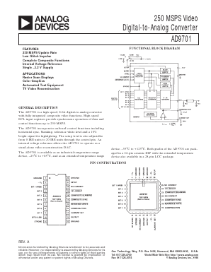 AD9701 Datasheet PDF Analog Devices
