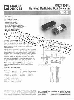 AD7522L Datasheet PDF Analog Devices