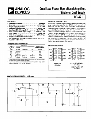 OP-421C Datasheet PDF Analog Devices