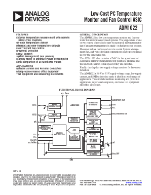 ADM1022ARQ Datasheet PDF Analog Devices