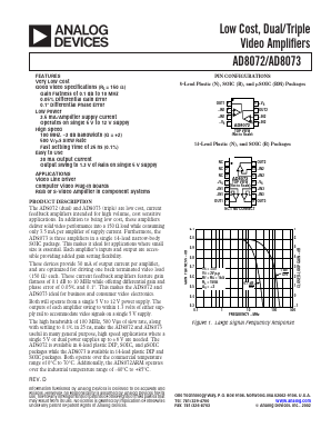AD8073JR Datasheet PDF Analog Devices