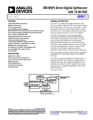AD9911 Datasheet PDF Analog Devices
