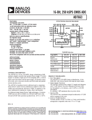 AD7663ACP Datasheet PDF Analog Devices