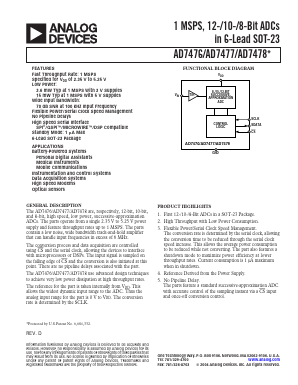AD7476SRT Datasheet PDF Analog Devices