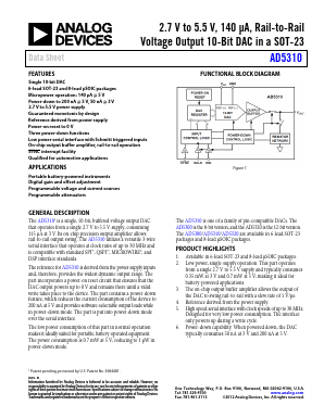 AD5310BRT-REEL Datasheet PDF Analog Devices