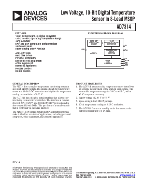 AD7314ARMZ-REEL Datasheet PDF Analog Devices