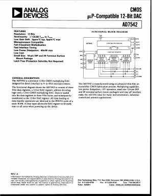 AD7542 Datasheet PDF Analog Devices