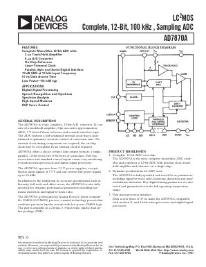 AD7870A Datasheet PDF Analog Devices