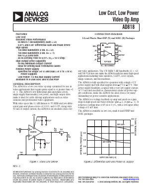 AD818 Datasheet PDF Analog Devices