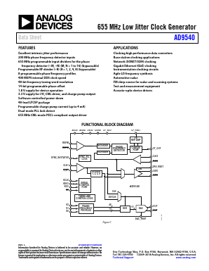 AD9540BCPZ-REEL7 Datasheet PDF Analog Devices
