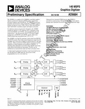 AD9884/PCB Datasheet PDF Analog Devices