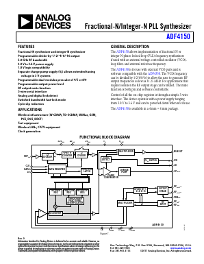 ADF4150 Datasheet PDF Analog Devices