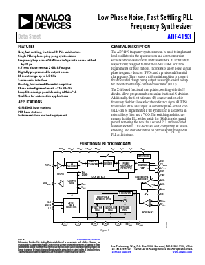 ADF4193BCPZ-RL7 Datasheet PDF Analog Devices