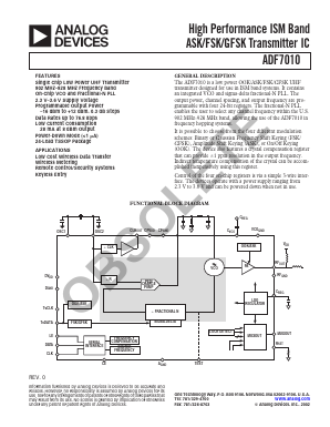 ADF7010 Datasheet PDF Analog Devices