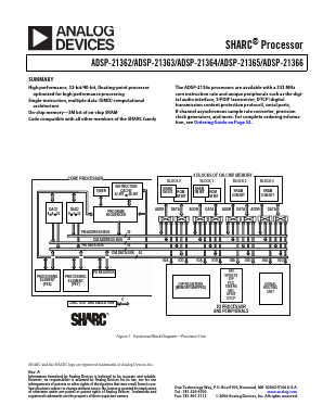 ADSP-21366BBCZ-1AA Datasheet PDF Analog Devices