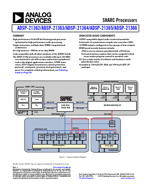ADSP-21366KBCZ-1AR Datasheet PDF Analog Devices