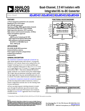 ADUM5404 Datasheet PDF Analog Devices