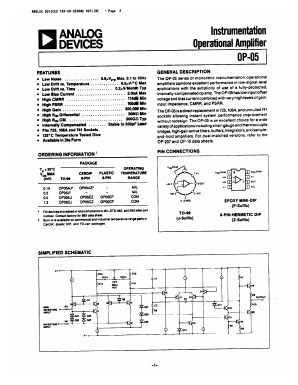 OP-05AJ Datasheet PDF Analog Devices