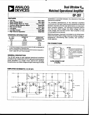 OP-207 Datasheet PDF Analog Devices