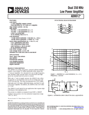 AD8012ARM Datasheet PDF Analog Devices