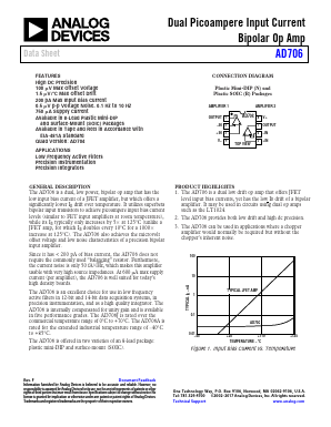 AD706ARZ-REEL7 Datasheet PDF Analog Devices