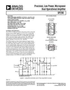 OP290G Datasheet PDF Analog Devices
