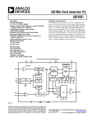 ADF4001BRUZ Datasheet PDF Analog Devices