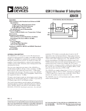 AD6458ARS Datasheet PDF Analog Devices