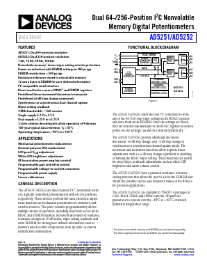 AD5252BRU10-RL7 Datasheet PDF Analog Devices