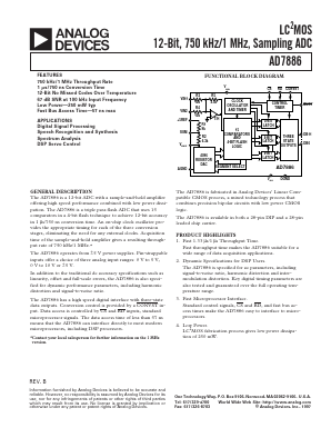 AD7886 Datasheet PDF Analog Devices