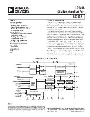 AD7002 Datasheet PDF Analog Devices