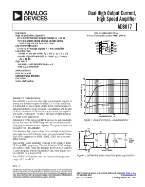 AD8017ARZ-REEL Datasheet PDF Analog Devices
