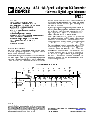 DAC08CS Datasheet PDF Analog Devices