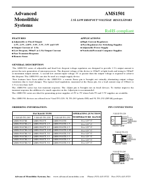 AMS1501CD Datasheet PDF Advanced Monolithic Systems Inc