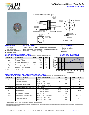 SD200-11-21-241 Datasheet PDF Advanced Photonix, Inc.