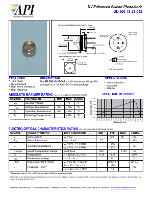 SD200-13-23-042 Datasheet PDF Advanced Photonix, Inc.
