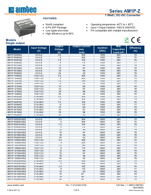 AM1P-050505DZ Datasheet PDF AIMTEC