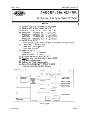 AK93C75A Datasheet PDF  Asahi Kasei Microdevices
