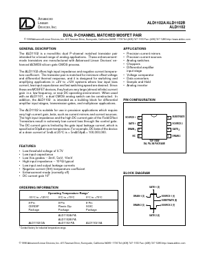 ALD1102A Datasheet PDF Advanced Linear Devices