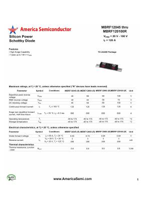 MBRF12080 Datasheet PDF America Semiconductor, LLC