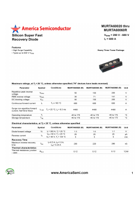 MURTA60060 Datasheet PDF America Semiconductor, LLC