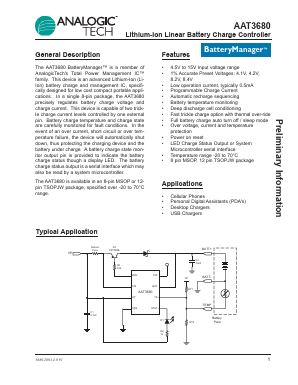 AAT3680IKS-4.2-T1 Datasheet PDF Advanced Analogic Technologies